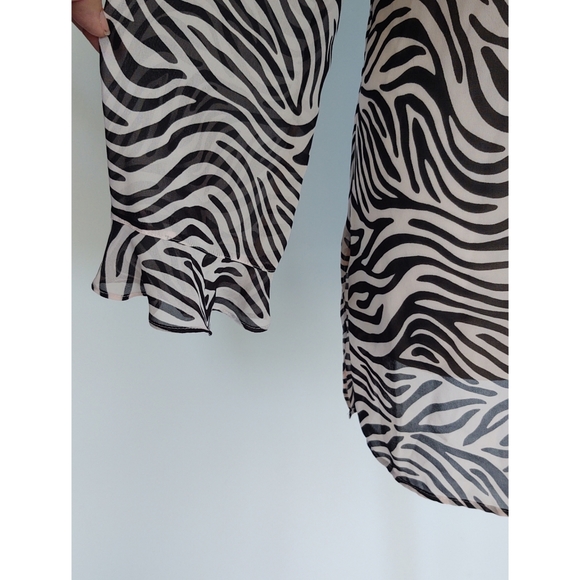 Victoria’s Secret Pink & Black Zebra Print Long Sleeve Pajama Top Sheer Size Med - Picture 10 of 14